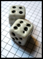 Dice : Dice - 6D Pipped - White Pair Large Porcelain With Balck Pips Japan